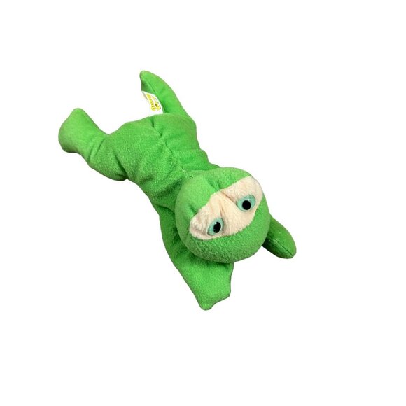 Frog Plush Toad Stuffed Animal Green Curto Toy Beanie Laying Amphibian Smiling - Picture 2 of 8